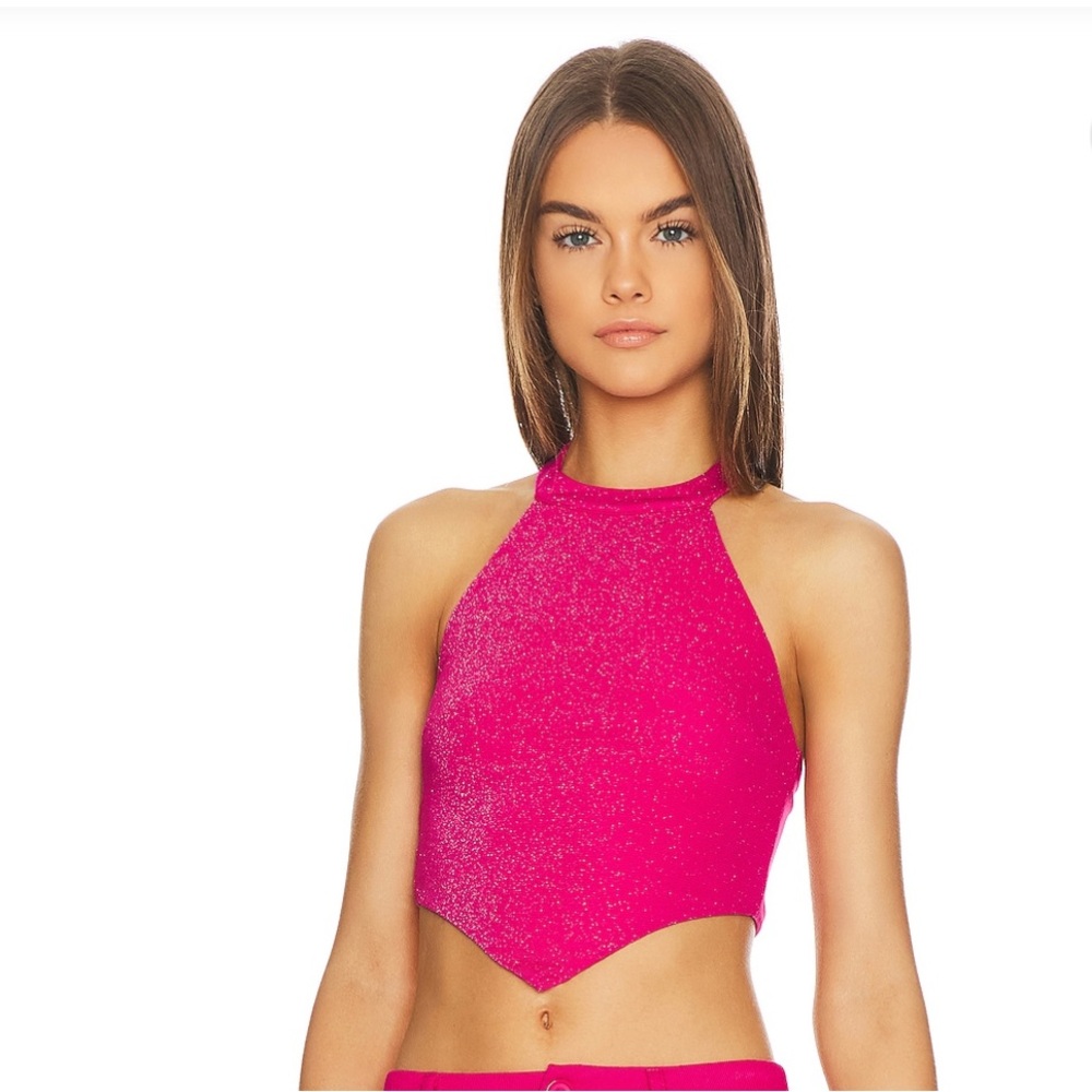NWT Natasha Halter Top (size M) in Metallic Pink